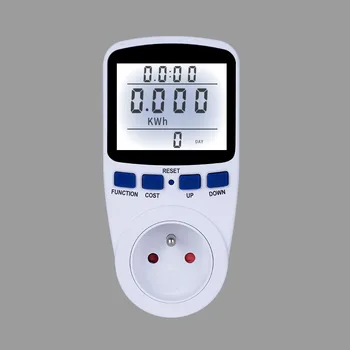 FR Plug Digitální Energie Metr Wattmetr Energy Analyzer s Podsvícením Elektronické Power Meter Záznam Volt Napětí Zásuvky