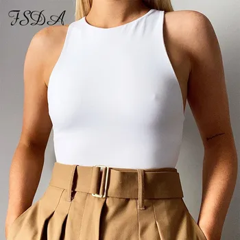 FSDA 2020 bez Rukávů Sexy Kombinézu Ženy Black Khaki Tělo Topy Off Rameno Příležitostné Letní Bílé Obleky Streetwear