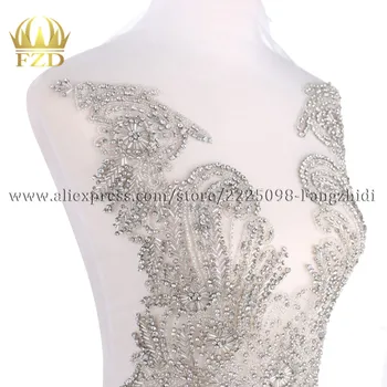 FZD 1 Kus Elegantní Čirý krystal svatební šaty nášivka čalounění Kámen Patch Drahokamu korálky pro Svatební Šaty, Večerní Šaty