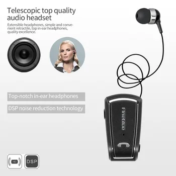 Fineblue F-V3 Bezdrátový obchodní Bluetooth Headset Sport Řidiče Auriculares Sluchátka Teleskopický Klip na stereo sluchátka s Mikrofonem
