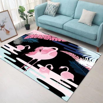 Flamingo Koberec pro obývací pokoj Fashion Tropical Leaf Listy Ložnice Dekor Velké Plochy Koberec Non-slip Domů Alfombra ne, něco Salon