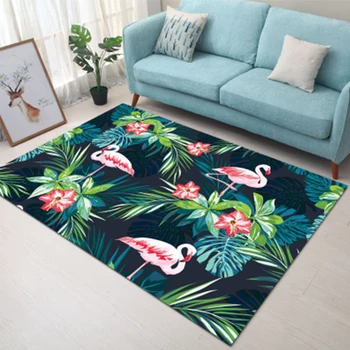 Flamingo Koberec pro obývací pokoj Fashion Tropical Leaf Listy Ložnice Dekor Velké Plochy Koberec Non-slip Domů Alfombra ne, něco Salon