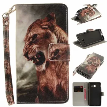 Flip Peněženka Pouzdro Pro Samsung Galaxy J520 J5 2017 Případech Coque Zvíře, Vlk, Tygr, Lev Malované Kůže Telefon tašky Kryt příslušenství
