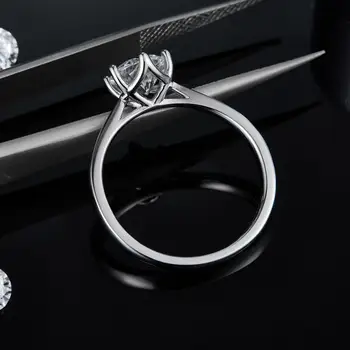 GEM JE BALET 1Ct Moissanite Kroužek 6 Kolík 925 Sterling Silver Šperky Solitaire Zásnubní Prsten Diamant Pro Ženy Jemné Šperky