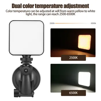 Gosear Selfie Video LED Žít Mini Světlo 2500K-6500K Nastavitelná Lampa s přísavkou pro Notebook Streaming Video Konference
