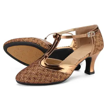 HROYL Hot-prodej Moderní Latin Taneční Boty Pro Ženy/Dámy/Dívky latinské Tango taneční Sál měkké Flitry taneční boty Podpatky 3.5-6.5 CM