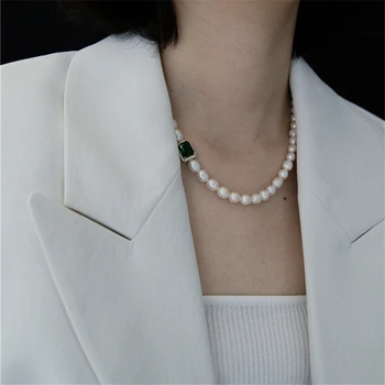 HUANZHI Vintage Sladkovodní Pearl Vícebarevné Micro-Set Zirkon Geometrické Pearl Náramek Pro Ženy Strana Šperky Dárky 2020 Nové