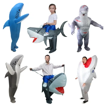 Halloween Cosplay Kostým pro Dospělého Muže, Ženu, Mořské Ryby Žralok Modrý Nafukovací Kostýmy Šedá Sharks Párty Roli Hrát Disfraces