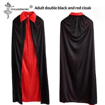Halloween Kostým Černý Červený Upíří Plášť Dracula Ďábel Kapucí Plášť Maškarní Kostým Nosit Na Obou Stranách Dvojitý Plášť Pro Děti