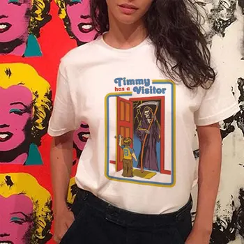 Harajuku Kawaii Oblečení Vintage Tričko 80s 90s Vtipné Tumblr tričko Timmy Má Návštěvník Potištěné Topy O-krk Krátký Rukáv Trička
