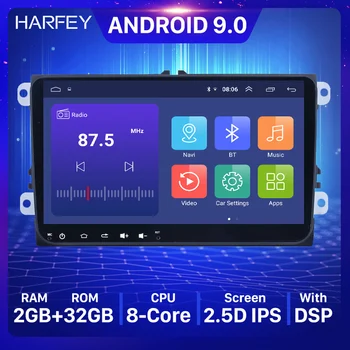Harfey 9inch 2 Din Auto Android 9.0 rádio GPS pro VW Volkswagen Škoda Octavia golf 5 6 Passat/b7/b6/leon auto multimediální přehrávač
