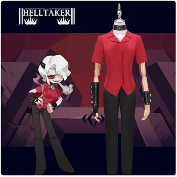 Helltaker Cosplay Kostým Zdrada,mrcha démon Červené Tričko Uniformě, Ženy, Dívky, Halloween, Karneval Kalhoty, Košile Pro Ženy