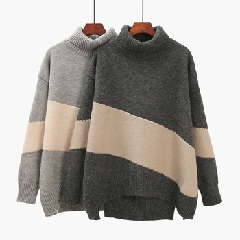 High-krk svetr svetr pro ženy svrchní oděv pletené 2020 zimní nové líný vítr divoké zesílená základna svetr ženy