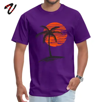 Holiday Resort tričko Pro muže Bavlna Muži Trička Pruhované Linie Umění Topy západ Slunce Palm Tree Beach Scenérie Tričko Ležérní Letní