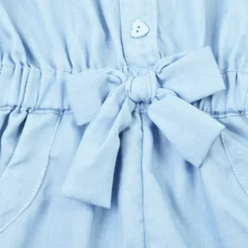 Hot Děti dívčí Oblečení dětské Kombinézy Denim Modrá Bavlna Prát Džíny bez Rukávů Luk Kombinézy 0-5Year