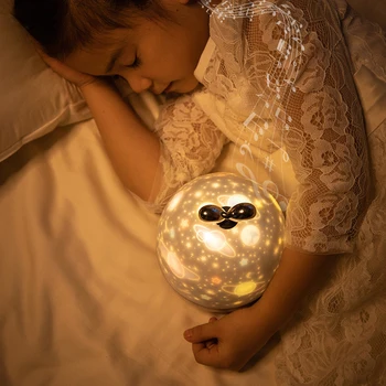 Hudební Projektor Noční Světlo USB Dobíjecí Hvězdnou Oblohu Otočte LED Projektor Světlo Barevné Blikající Noční Lampa dětský Pokoj Dekor