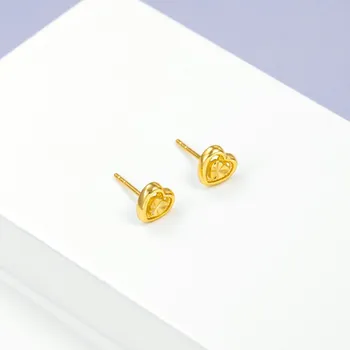 INALIS Zlaté Náušnice Pro Ženy, Dvojité Srdce Měděné Slitiny Dívka Náušnice Jednoduchý Design, Valentine Den Dárek Módní Šperky
