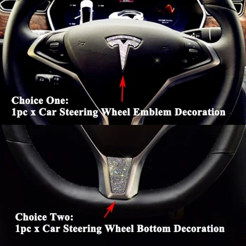 Imitace Crystal Auto Volant Znak Náboj Kola Kryt Logo Sticker Dekorace Styling Příslušenství pro Tesla Model S, Model X