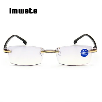 Imwete Vrtaných Brýle na Čtení Ženy Muži Anti-modré Záření Brýle Klasické Obchodní Bezrámové Presbyopie +1.0 +2.0 +3.0