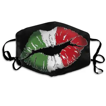 Italské Vlajky Sexy Rty Omyvatelným Opakovaně Použitelné Masky, Bavlněné Proti Prachu Polovinu Tváře Ústa Masky Pro Děti, Mládež, Muži, Ženy, S Nastavitelnou