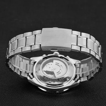 JARAGAR módní nové pánské mechanické hodinky, ležérní sportovní ocel řemínek hodinek nehty měřítku vytočit falešný tři oko-mechanické hodinky