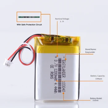 JST PH 1,25 mm 3 pin 1200mAh Lithium Polymer LiPo vyměňte baterie za Bluedio T2 Plus sluchátka, baterku, vysílačku