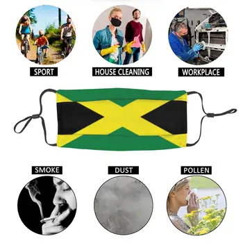 Jamajské Vlajky Non Jednorázové Tištěné Úst obličejová Maska Anti Mlha Zima Důkaz Polyester ochranný Kryt Respirátor pro Dospělé