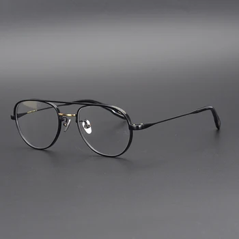 Japonská Značka Design Pilot Ultralehké Titanové Brýle Rám Muži Ženy Vintage Náměstí Double Beam Předpis Brýlí
