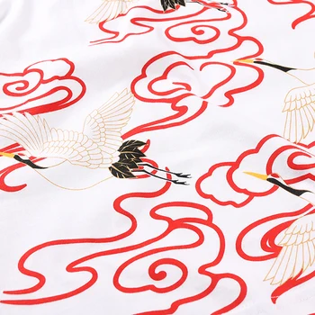 Japonský Jeřáb Tengyun Tištěné T Košile Muži Harajuku Hip Hop Ležérní Tričko Módní Streetwear Nadrozměrných Krátký Rukáv