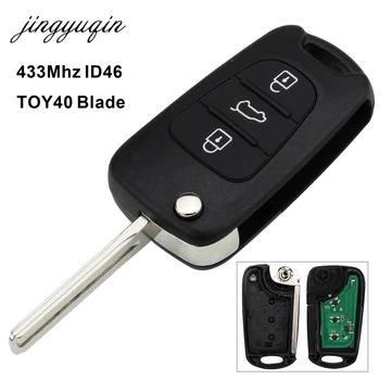 Jingyuqin Čip 433MHz ID46 Vzdálené Klíče Fob Hodí Pro Hyundai I30 IX35 TOY40 Čepel Náhradní Skládací Flip 3 Tlačítka Auto Klíč
