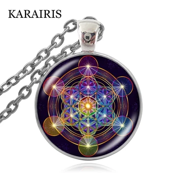 KARAIRIS Metatron Kostka Květ Života Posvátné Geometrie Přívěskem Náhrdelník Čakra Duchovní Náhrdelník Šperky Ženy Muži Kouzlo Náhrdelník