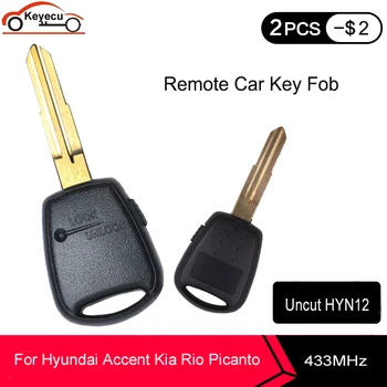 KEYECU Dálkové Klíč na Straně 1 Tlačítko 433MHz ID46 Čip pro Hyundai Accent 2006-2010, pro Kia Picanto Rio Soul Venga Ceed Nesestříhaný HYN12