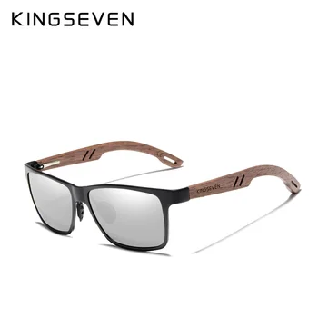 KINGSEVEN Polarizované Vintage Muži Dřevěné sluneční Brýle Dřevo UV400 Ochranu Módní Náměstí Sluneční brýle, Ženy Gafas De sol