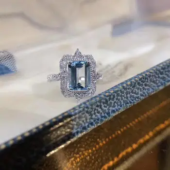KJJEAXCMY jemné šperky 925 mincovní stříbro vykládané přírodní Akvamarín nové Ženy prsten, luxusní Podpora Detekce