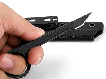 KKWOLF mini camping přežití prst kroužek na klíče nůž nástroj black Stone wash T hlavě Obrany kapsy rovný nůž a taktické EDC nástroje