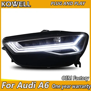 KOWELL auto styling Car Styling světlomety pro Audi A6 LED Světlomet 2016-2019 A6L C7 přední Světla LED DRL světla dům projektor
