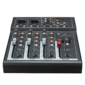 Karaoke Mixer Profesionální 4-Kanálový Studio Audio DJ Mixážní pult Zesilovač Digitální Mini Mikrofon Zvuk Mixer Zvukové Karty