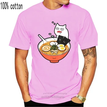 Kawaii Ramen Cat T-Shirt Kawaii Anime Tee Black T-Shirt M-Xxxl Slim Fit Tričko