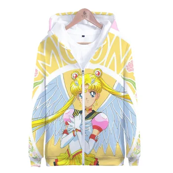 Kawaii Sailor Moon Zip Bunda Tsukino Usagi 3D Mikina Anime Cosplay Kostým Sailormoon Školní Uniformu Ženy Hoodie Mikina