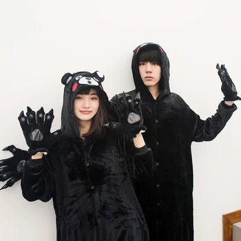 Kigurumi Kreslených Anime Black Kumamon Onesie Pyžamo Halloween Cosplay Kostýmy Medvěd Dupačky Pro Dospělé Pyžamo, Oblečení Na Spaní Kombinézu