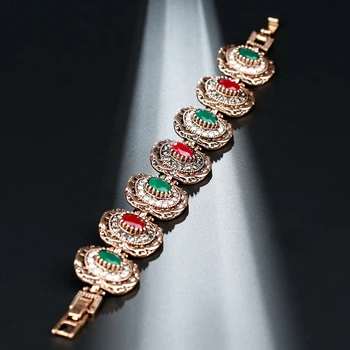 Kinel Kouzlo Tureckých Žen Odkaz Náramek Starožitné Zlaté Barvě Šedá Crystal Bohemia Etnické Svatební Svatební Vintage Šperky