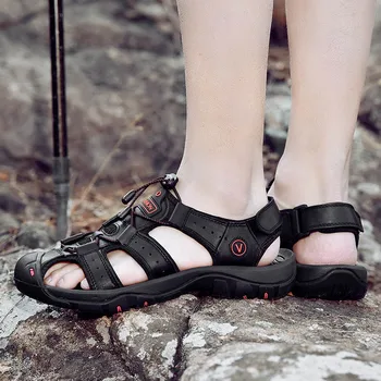 Klasické 2020 Pánské Letní Sandály Měkké Pohodlné Pánské Originální Kožené Sandály Venkovní Ležérní Boty Římské Sandály Velká Velikost 48