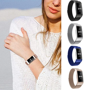 Kompatibilní s Fitbit Charge 3/4 Kapely pro Ženy, Muži z Nerezové Oceli Mesh Magnetické Metalová Kapela Výměna NC99