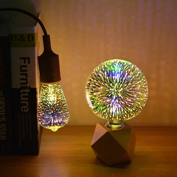 Kreativní LED 3D Noční světlo E27 110V 220V LED 3D Ohňostroj Žárovka Svátek Vánoční Vintage, bytové Dekorace, lampy A60 G80 G95