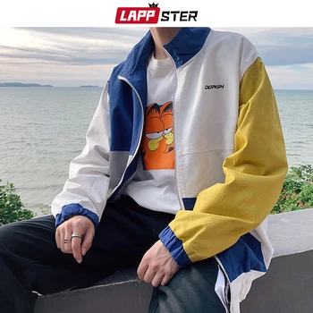 LAPPSTER Muži Patchwork Hip Hop Bunda Kabát 2020 Podzimní Pánská Korean Harajuku Módy Větrovka Muž Slim Kabáty