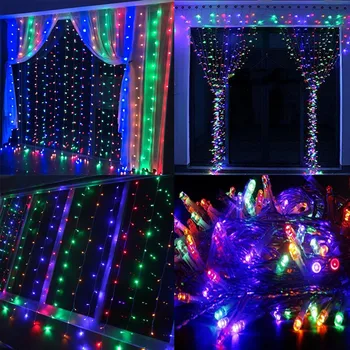 LED Závěs String Světla, Dálkové Ovládání, Vánoční Zahradní Dekorace Oken garland pro Svatební Party Nový rok Rampouch Světla
