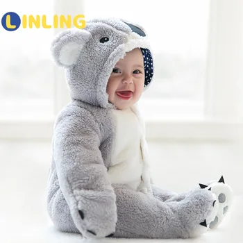 LINLING Soft Koala Kojenecké Oblečení novorozené Chlapce Oblečení Podzim Zima Novorozené Dítě Rompers Kombinéza pro Miminko Vánoční Dárek P577