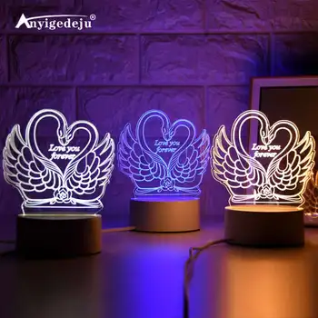 Labuť 3D Lampa Kreativní Noční Světlo Novinkou Iluzi Noční Lampa Iluze Stolní Lampa Pro Domácí Dekorativní Světlo EU/US