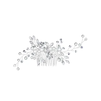 Le Liin Crystal Pearl Nevěsta Vlasy Hřeben Silver Ručně Pokrývka Hlavy Svatební Vlasové Doplňky