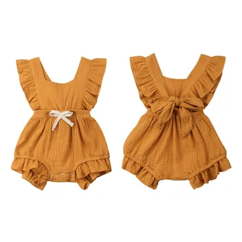 Letní Novorozené Dítě Dívky Prohrábnout Rompers zpětné křížení Kombinéza Oblečení Sunsuit Oblečení Baby Romper 0-3Y